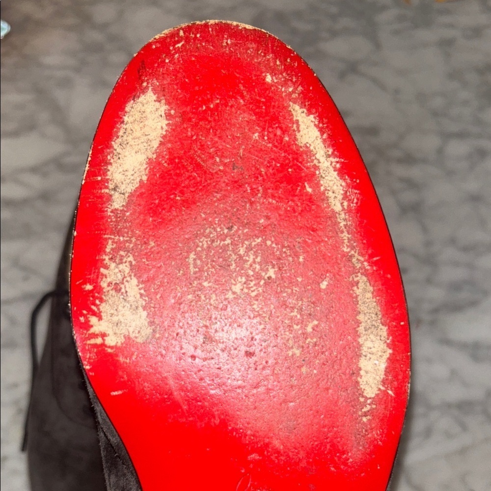 Christian Louboutin Men's Dark Gray Suede Oxfords with Red Soles Sz 41 1/2 - Picture 9 of 10